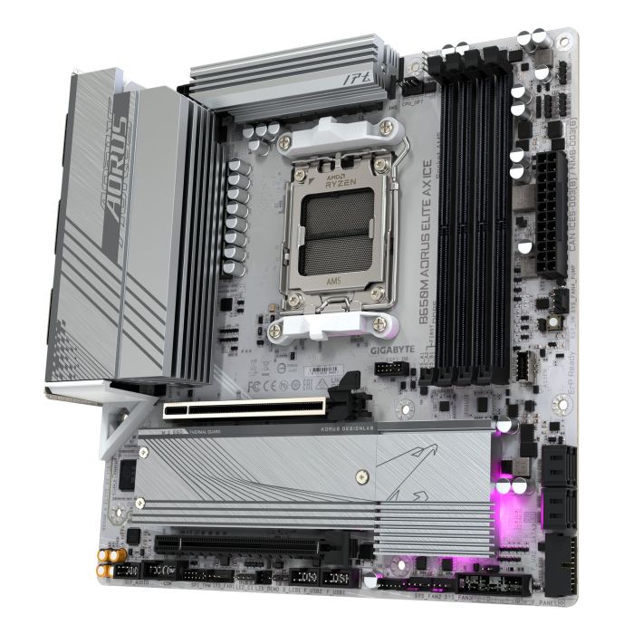 Материнская плата GIGABYTE B650M A ELITE AX ICE sAM5 B650 4xDDR5 M.2 HDMI DP Wi-Fi mATX