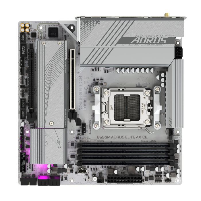 Материнская плата GIGABYTE B650M A ELITE AX ICE sAM5 B650 4xDDR5 M.2 HDMI DP Wi-Fi mATX