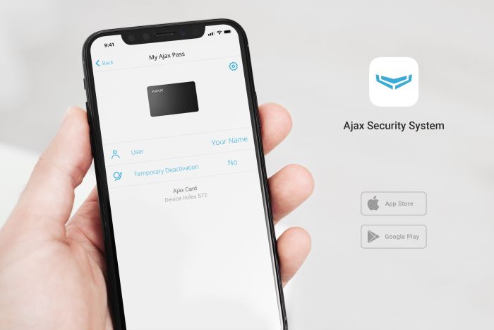 Карточка Ajax Pass 1шт, Jeweller, бесконтактная, черный