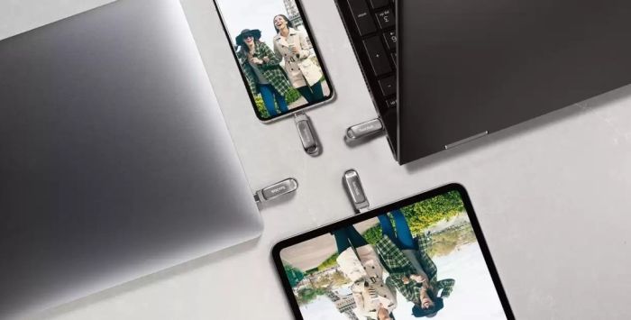 Накопичувач SanDisk  512GB USB 3.1 Type-A + Type-C Dual Drive Luxe Срібний