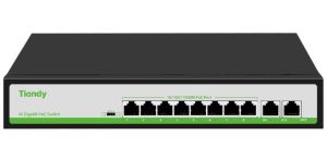 Комутатор Tiandy TC-P3S010 Spec: H/0820/AT/90, 8х10/100Mbps PoE Ports + 2х100/1000Mbps RJ45 Uplink Ports