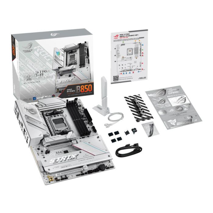 Материнcька плата ASUS ROG STRIX B850-A GAMING sAM5 B850 4xDDR5 M.2 HDMI DP Wi-Fi BT ATX білий