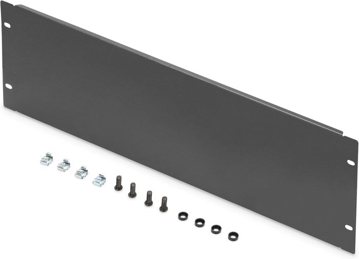 2U blank panel color black (RAL 9005)