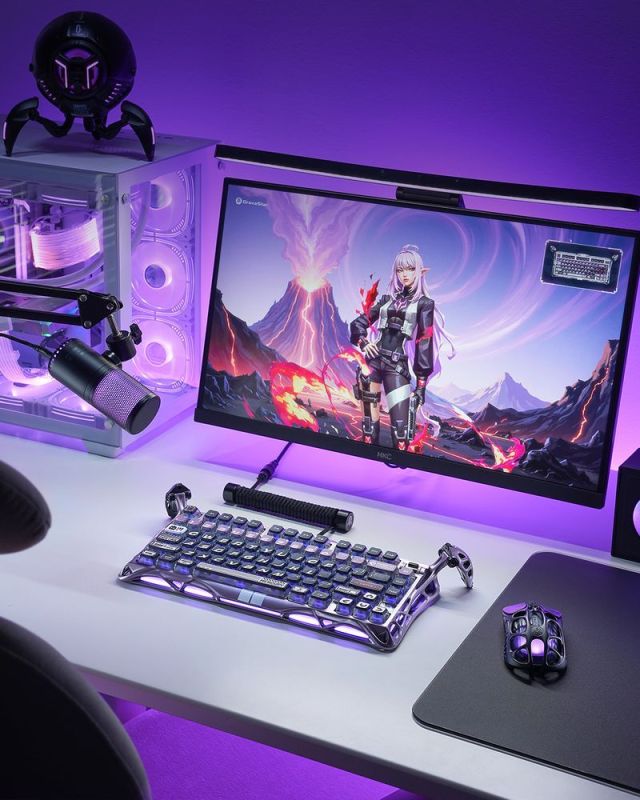 Клавіатура магнітна GravaStar Mercury V75 Pro 80keys, GravaStar x Gateron Jade Gaming, USB-A, 8k, RGB, Iron Purple