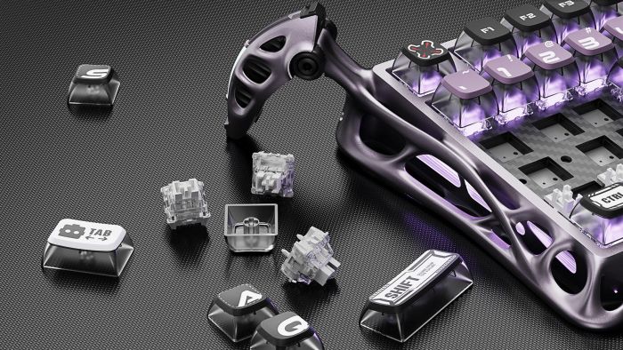 Клавіатура магнітна GravaStar Mercury V75 Pro 80keys, GravaStar x Gateron Jade Gaming, USB-A, 8k, RGB, Iron Purple