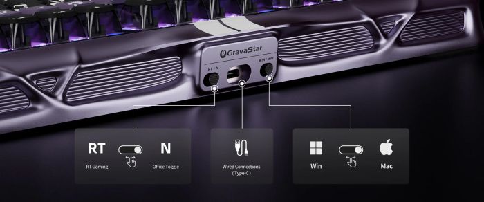Клавіатура магнітна GravaStar Mercury V75 Pro 80keys, GravaStar x Gateron Jade Gaming, USB-A, 8k, RGB, Iron Purple