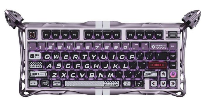 Клавіатура магнітна GravaStar Mercury V75 Pro 80keys, GravaStar x Gateron Jade Gaming, USB-A, 8k, RGB, Iron Purple