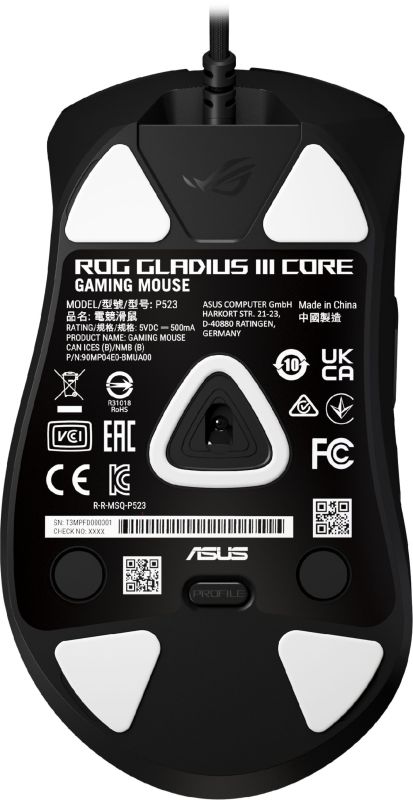 ASUS Mouse ROG Gladius III Core, RGB, USB-A, black