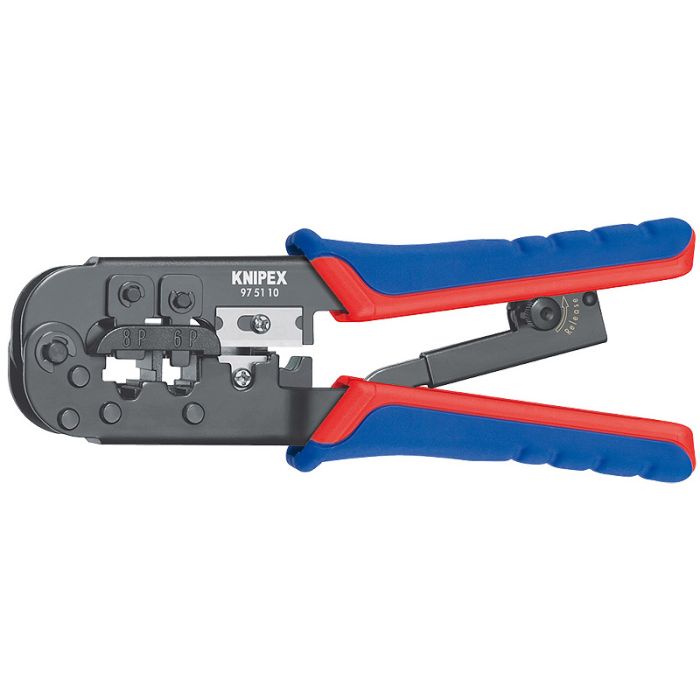 Обжимний інструмент KNIPEX, багатофункціональний, RJ 11/12, RJ 45, 190мм, 0.340кг