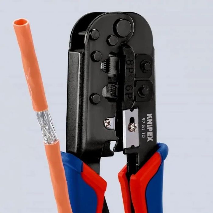 Обжимний інструмент KNIPEX, багатофункціональний, RJ 11/12, RJ 45, 190мм, 0.340кг