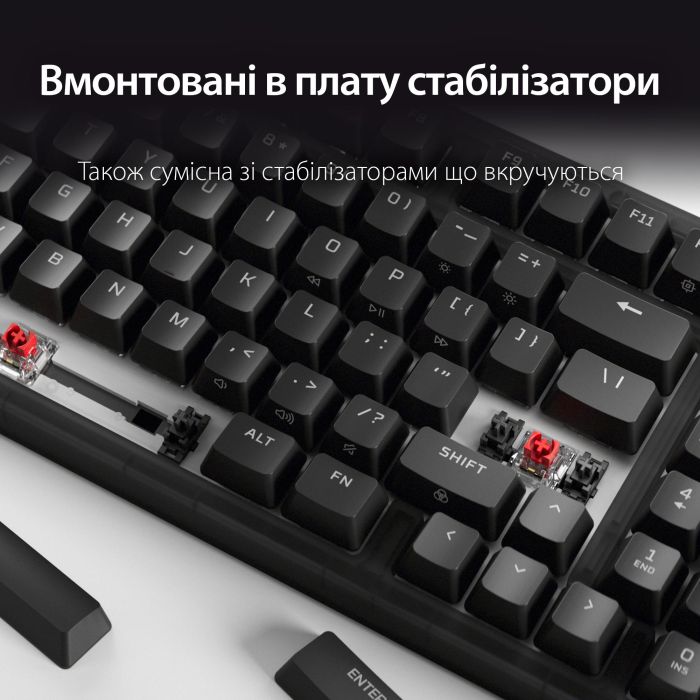 Клавіатура механічна HyperX Alloy Origins 2 65key, Red, USB-A, Hot-Swap, EN/UA, RGB, чорний