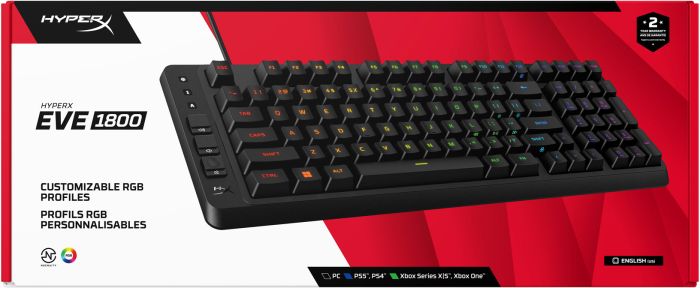 Клавиатура мембранная HyperX Alloy Origins EVE 1800 99key, Red, USB-A, EN/UA, RGB, черный