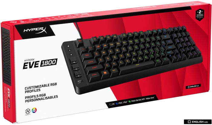Клавиатура мембранная HyperX Alloy Origins EVE 1800 99key, Red, USB-A, EN/UA, RGB, черный