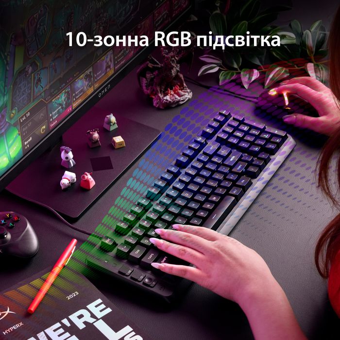 Клавиатура мембранная HyperX Alloy Origins EVE 1800 99key, Red, USB-A, EN/UA, RGB, черный