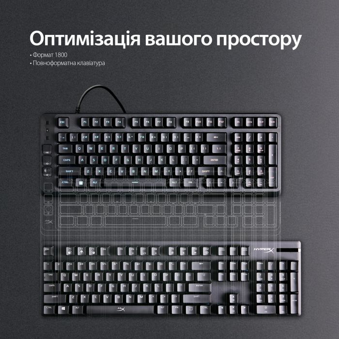 Клавиатура мембранная HyperX Alloy Origins EVE 1800 99key, Red, USB-A, EN/UA, RGB, черный