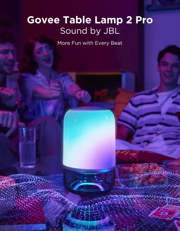 Настільний світильник розумний Govee Table Lamp 2 Pro x Sound by JBL, RGBICWW, WI-FI/Bluetooth, білий