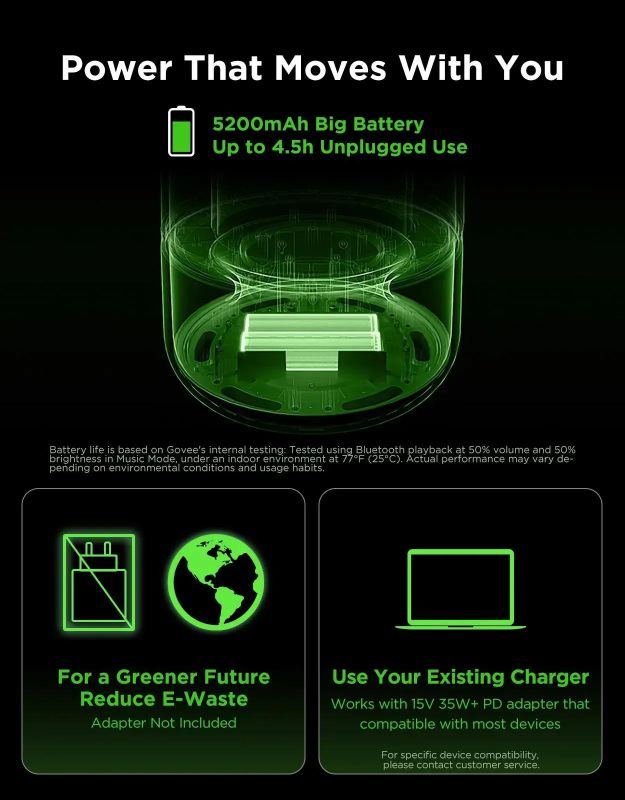 Настільний світильник розумний Govee Table Lamp 2 Pro x Sound by JBL, RGBICWW, WI-FI/Bluetooth, білий