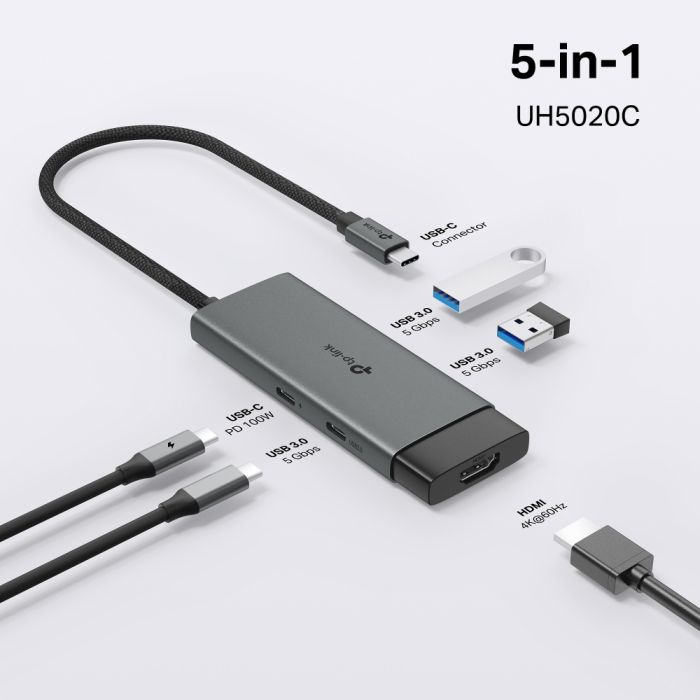 Хаб USB TP-LINK  USB-C > 2xUSB3.0/1xUSB-C/1xHDMI/1xPD 100Wh TP-Link UH5020C