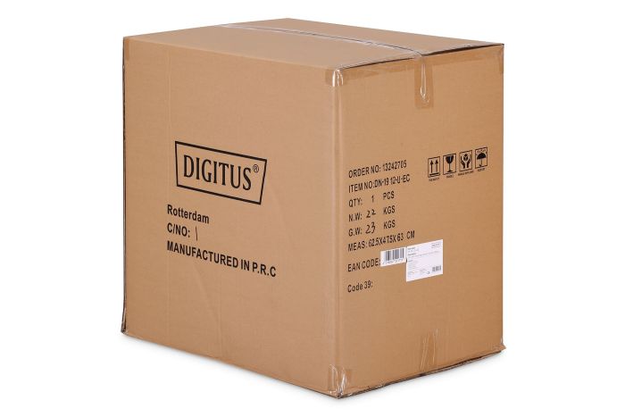 Шафа DIGITUS 19", 12U, Wall Mounting Dynamic Basic, 600x450 мм, 60кг максимально, сіра