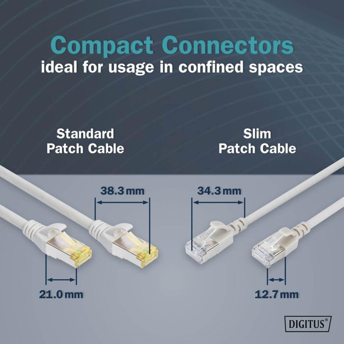 Патч-корд DIGITUS CAT 6a F-FTP Slim, 1 м, AWG 32/7, Cu, LSZH, серый