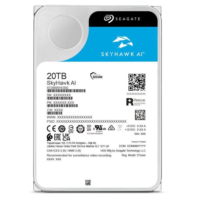 Seagate 20TB 3.5" 512MB SATA SkyHawk AI