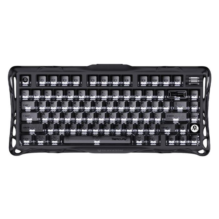 Клавіатура механічна GravaStar Mercury K1 80keys, GravaStar x Kailh Cheery Pink, EN, BT/WL/USB, Stealth Black
