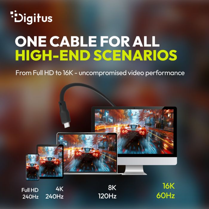 DIGITUS USB Silicone connection cable, USB-C - USB-C 1.5m, USB4 Version 2.0, 80G, 240W, 16K, black