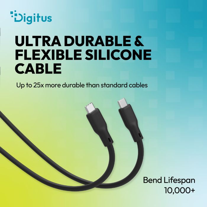 DIGITUS USB Silicone connection cable, USB-C - USB-C 1.5m, USB4 Version 2.0, 80G, 240W, 16K, black