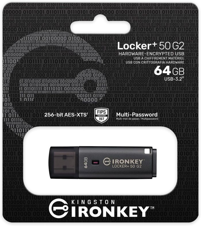 Kingston   64GB USB 3.2 Type-A Gen1 IronKey Locker+ 50 G2