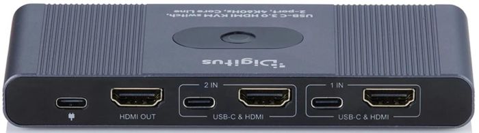 DIGITUS KVM Switch, 2x1 HDMI, 4K@60Hz 3x USB3.0, 1x USB C, Core Line