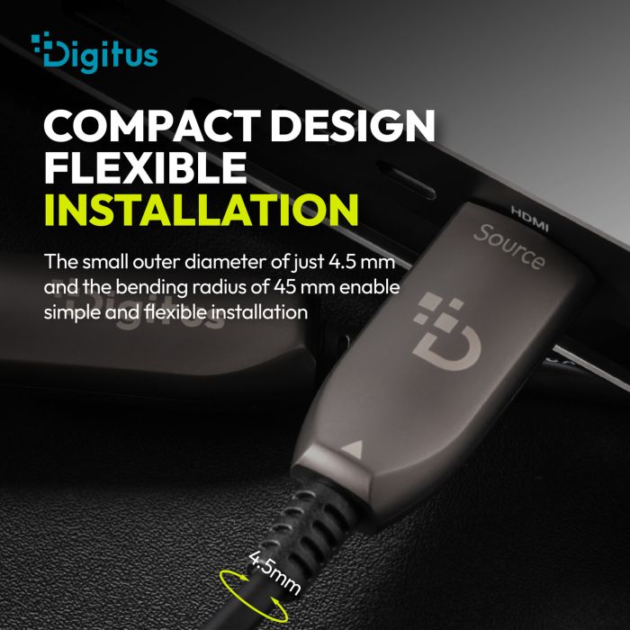 DIGITUS HDMI AOC Connection Cable, Type A M/M, 40m, Ultra HD, 8K@60 Hz, gold, bl