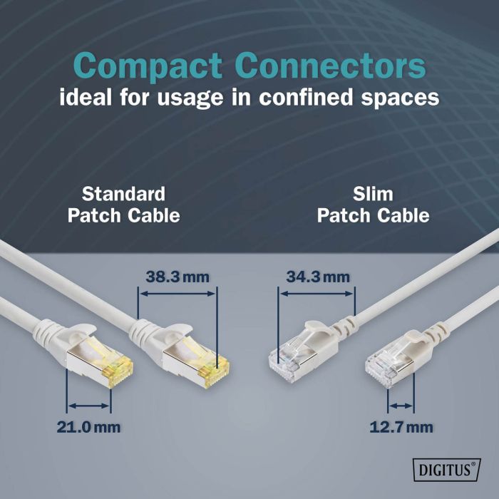 Патч-корд DIGITUS CAT 6a F-FTP Sliim, 5 м, AWG 32/7, Cu, LSZH, сірий