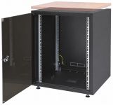 Шафа ZPAS 19", 12U, SJB, передні скляні двері, без стільниці, 600x600 мм, максимально 30кг, чорна