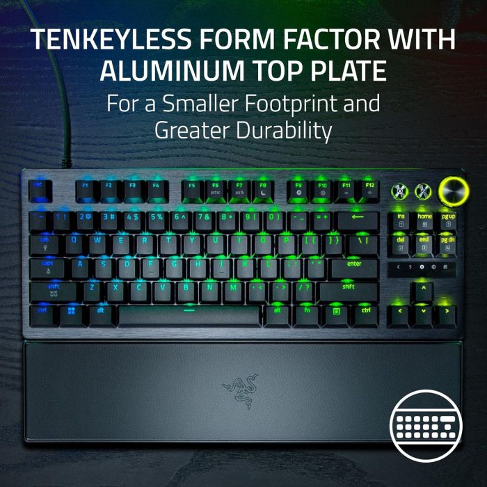 Razer Keyboard mechanical Huntsman V3 Pro TKL 8KHz, 84key, Analog Optical Switch Gen-2, USB-A, EN, RGB, black