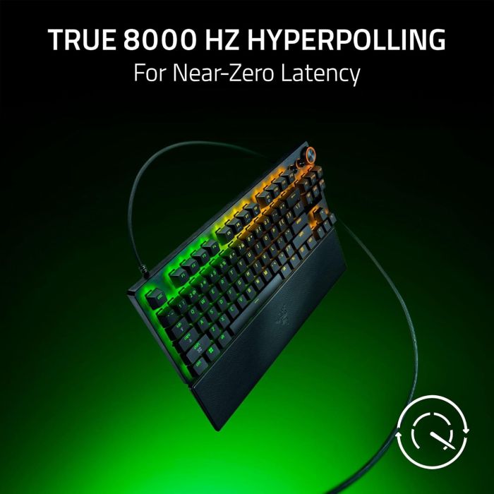 Razer Keyboard mechanical Huntsman V3 Pro TKL 8KHz, 84key, Analog Optical Switch Gen-2, USB-A, EN, RGB, black