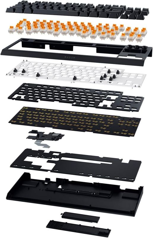 Razer Keyboard mechanical BlackWidow V4 TKL HyperSpeed, 87key, Orange Switch Gen-3, USB-A/WL/BT, EN, RGB, black