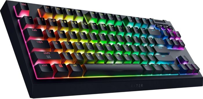 Razer Keyboard mechanical BlackWidow V4 TKL HyperSpeed, 87key, Orange Switch Gen-3, USB-A/WL/BT, EN, RGB, black