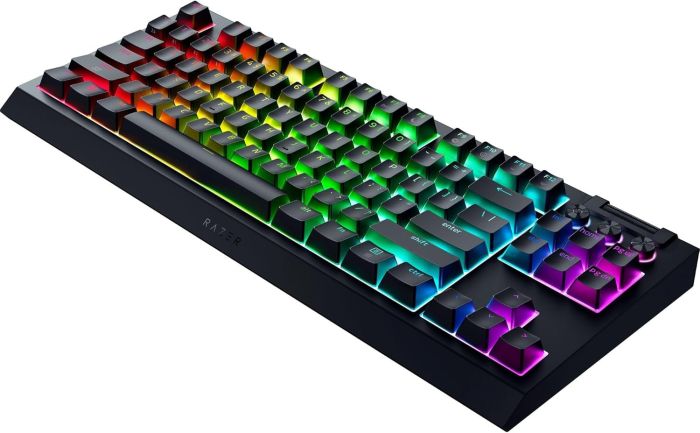 Razer Keyboard mechanical BlackWidow V4 TKL HyperSpeed, 87key, Orange Switch Gen-3, USB-A/WL/BT, EN, RGB, black
