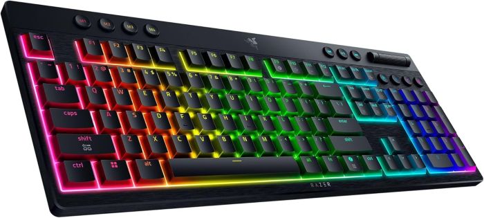 Razer Keyboard mechanical BlackWidow V4 Low-profile HyperSpeed, 104key, Orange Switch, USB-A/WL/BT, EN, RGB, black