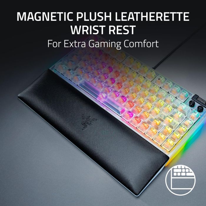 Razer Keyboard mechanical BlackWidow V4 75% RGB 83key Mechanical Tactile Switch GEN-3, USB-A, EN, Phantom White Ed.