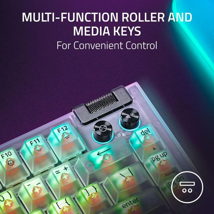 Razer Keyboard mechanical BlackWidow V4 75% RGB 83key Mechanical Tactile Switch GEN-3, USB-A, EN, Phantom White Ed.