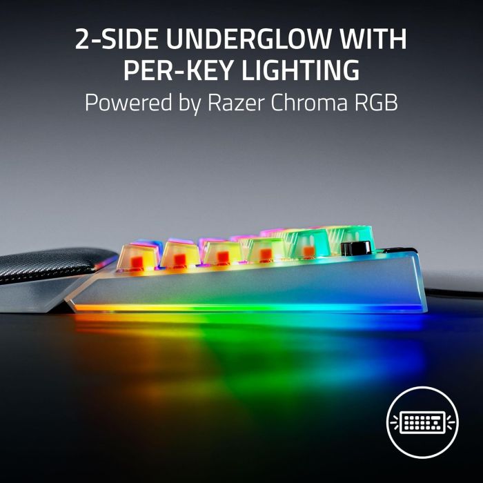 Razer Keyboard mechanical BlackWidow V4 75% RGB 83key Mechanical Tactile Switch GEN-3, USB-A, EN, Phantom White Ed.