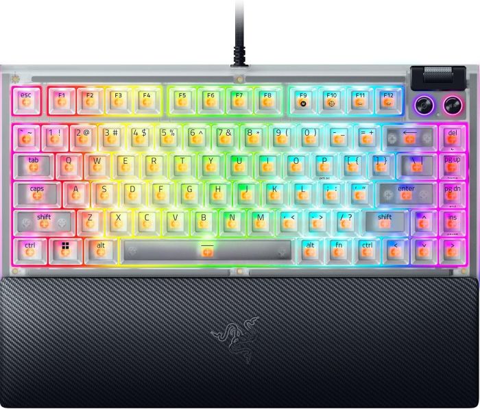 Razer Keyboard mechanical BlackWidow V4 75% RGB 83key Mechanical Tactile Switch GEN-3, USB-A, EN, Phantom White Ed.