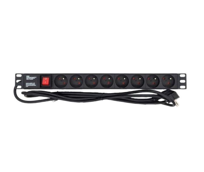 8XDIN49440 SOCKET SCHUKO GROUP PLUG 1U CASING, ON/OFF SWITCH, DIN 49441 PLUG