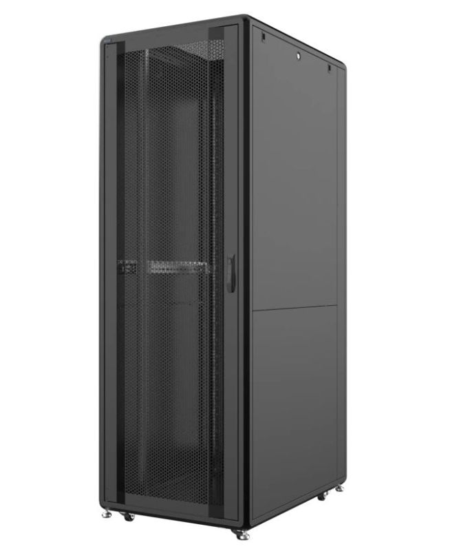 Шкаф MIRSAN 19", 46U, GTS, перфорация 63%, 800x1100 мм, максимально 2000 кг, черный
