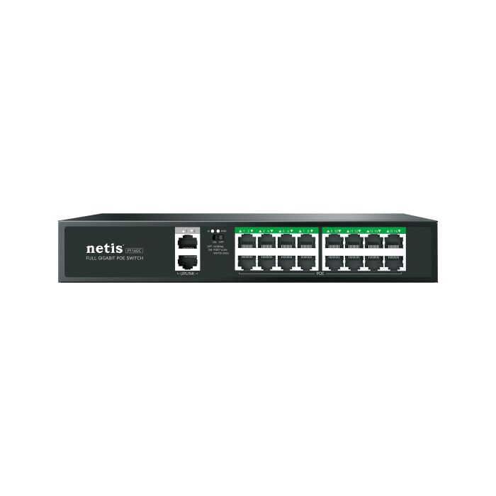 Комутатор   18xGE (16xPoE, 2xUplink), 240Вт, Некерований Netis P116GC