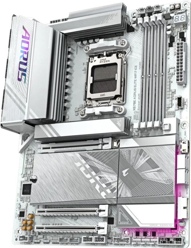 Материнська плата GIGABYTE X870E AORUS ELITE WIFI7 ICE sAM5 X870 4xDDR5 M.2 Wi-Fi BT HDMI Typc-C ATX Біла